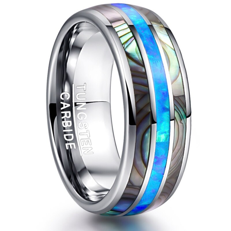 Rvs Ronde Ringen Voor Wmen Mannen Blauw Opaal Ringen Mode-sieraden Ring