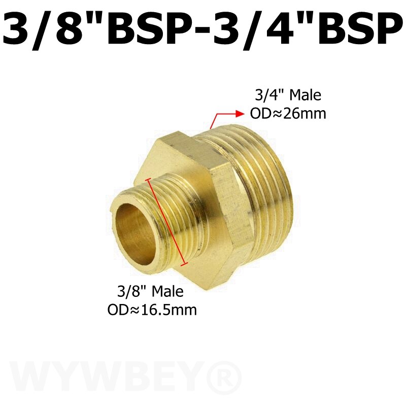 Messing sekskantet nippel rørfitting kobber adapter 1/8 1/4 3/8 1/2 3/4 han lige reduktionskoblingsforbindelse vand gas vvs samling: Dn10-dn20 03-06