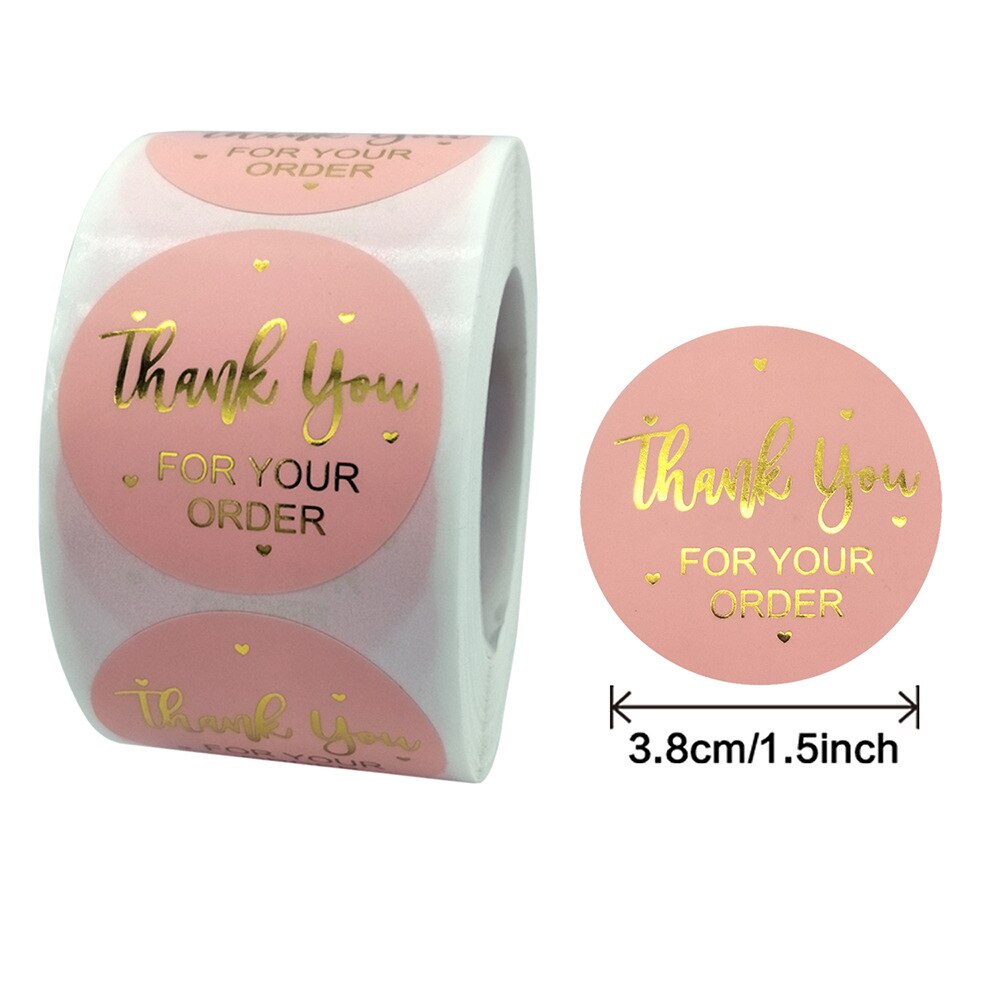 500pcs Thank You Stickers Seal Labels For Envelope Sealing Paper Labels Stickers Stationery Supply Packaging Card Box DIY: Pink Style 01