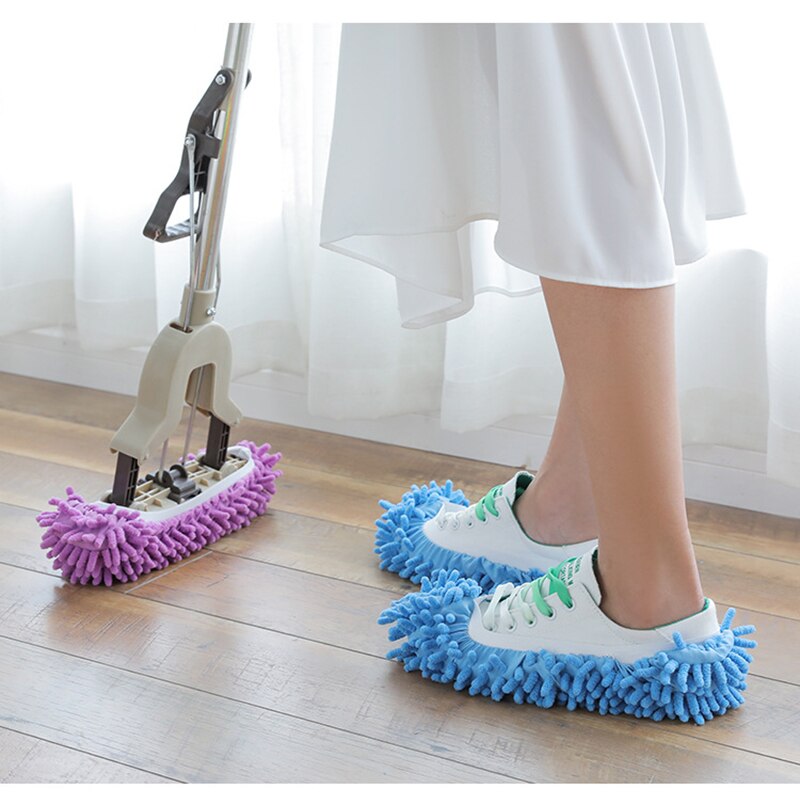 Stof Mop Slipper Huis Cleaner Lui Floor Afstoffen Cleaning Foot Schoen Cover Willekeurige Kleur 1 Pc Floor Cleaning Slipper Microfiber