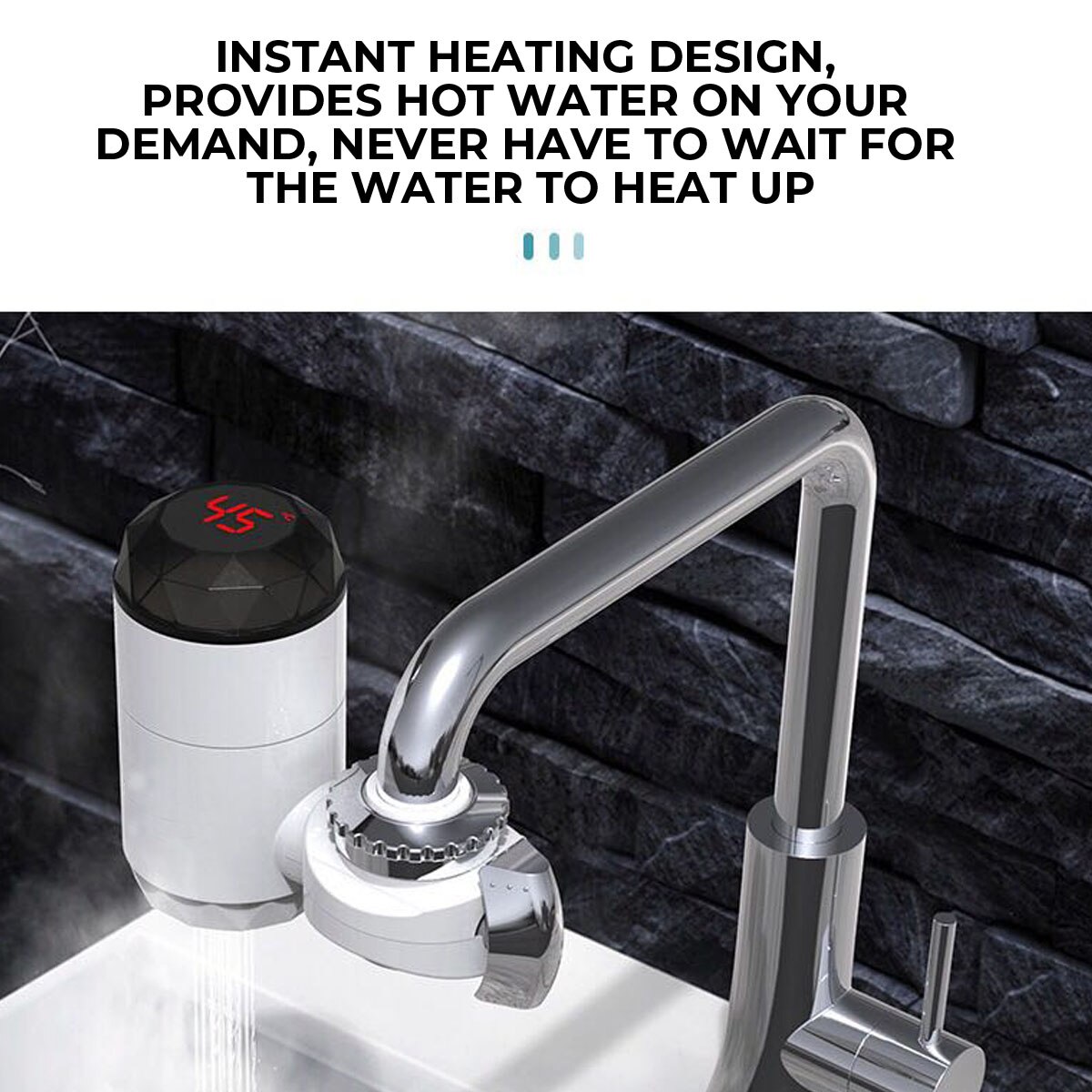 3000W Electric Kitchen Water Heating Tap Instant Water Faucet Heating Tankless Water Heater LED Display