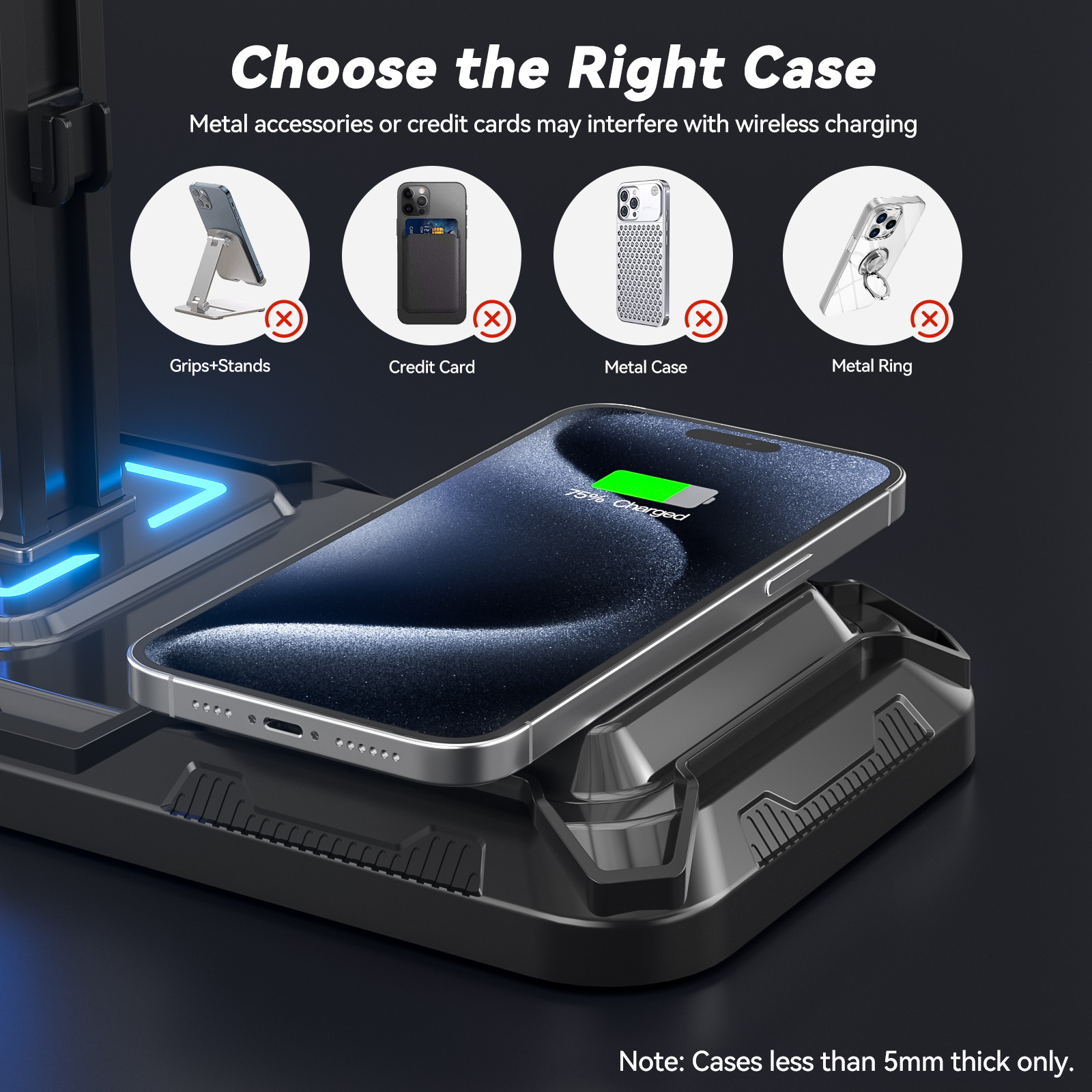 KDD hoofdtelefoon- en controllerstandaard met draadloos opladen Draaibare headsetstandaard met 9-lichtmodus voor gamers Desktopaccessoires