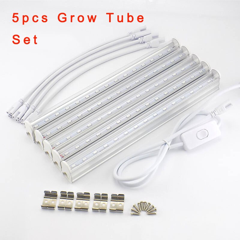 Lampe horticole de croissance Led T5, 1/2 pièces, rouge/bleu, pour culture de légumes en serre/chambre de culture intérieure, tente/jardinière: 5PCS Grow Tube set