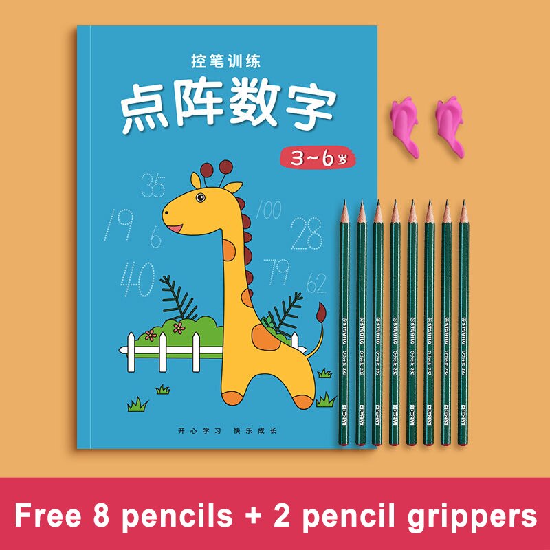 Kindergarten Numbers Pen Control Training Dot Matrix Strokes for Calligraphy Numbers 0-100 Handwriting Textbook Learning Math