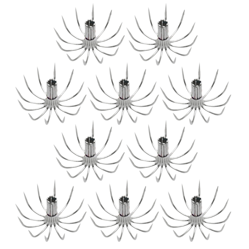 10Pcs Squid Hook Thick Stainsless Steels Barbed Umbrellas Hook Sea Fishings Fishes Hook Cuttlefishes Squid Jig Fishings Baits Ho: Yellow