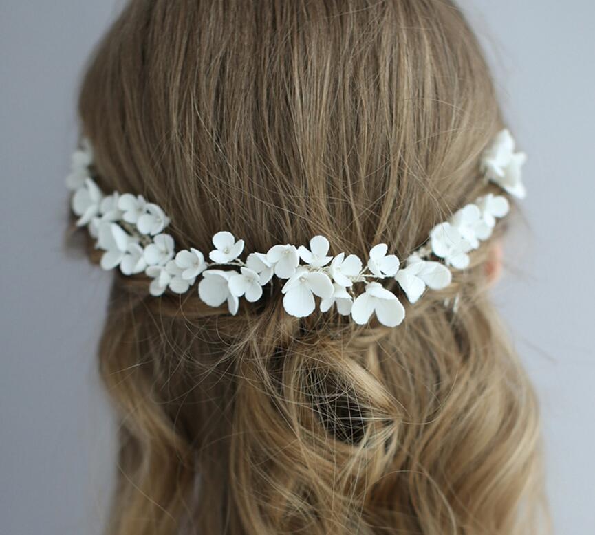 Vacker keramik bröllop headpiece brud