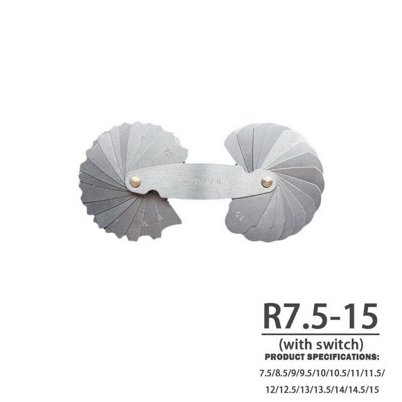 1pcd Radius Gauge Stainless Steel Radius Fillet Dauge Measuring Tool R gauge Model Radius Gauge R Gauge: R 7.5-14.5mm