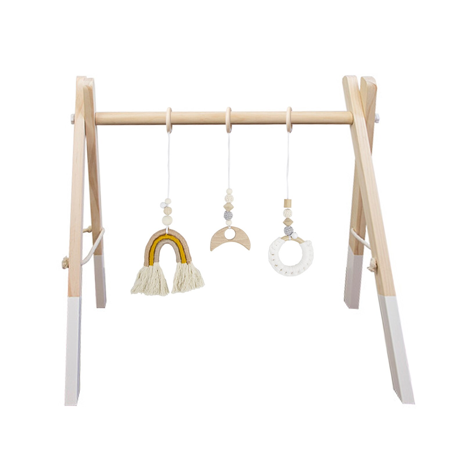 Nordic Houten Baby Activiteit Gym Spelen Kwekerij Zintuiglijke Ring-Pull Speelgoed Fitness Frame Kamer Decor Kleding Rack Speelgoed Voor kinderen: Orange