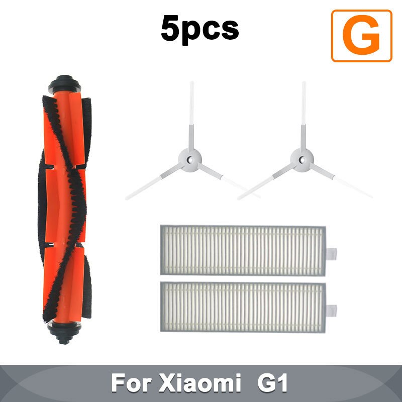 Xiaomi-Robot aspirador G1 MJSTG1 Mi, aspiradora con filtro HEPA esencial, cepillo lateral, cepillo principal, mopa, paños, limpiador, accesorios para electrodomésticos: 5pcs