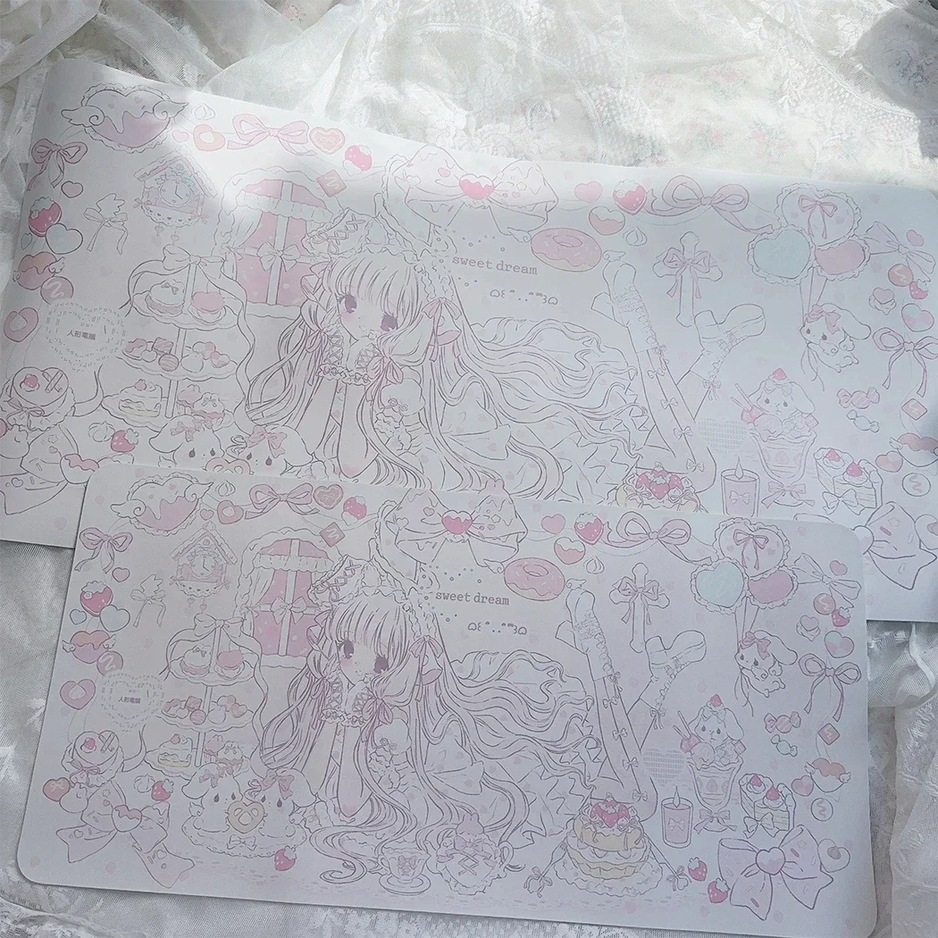 Oryginalna podkładka pod mysz dla dziewczynki PU ponadgabarytowa antypoślizgowa mata na stół do akademika biuro nauka podkładka pod klawiaturę komputera