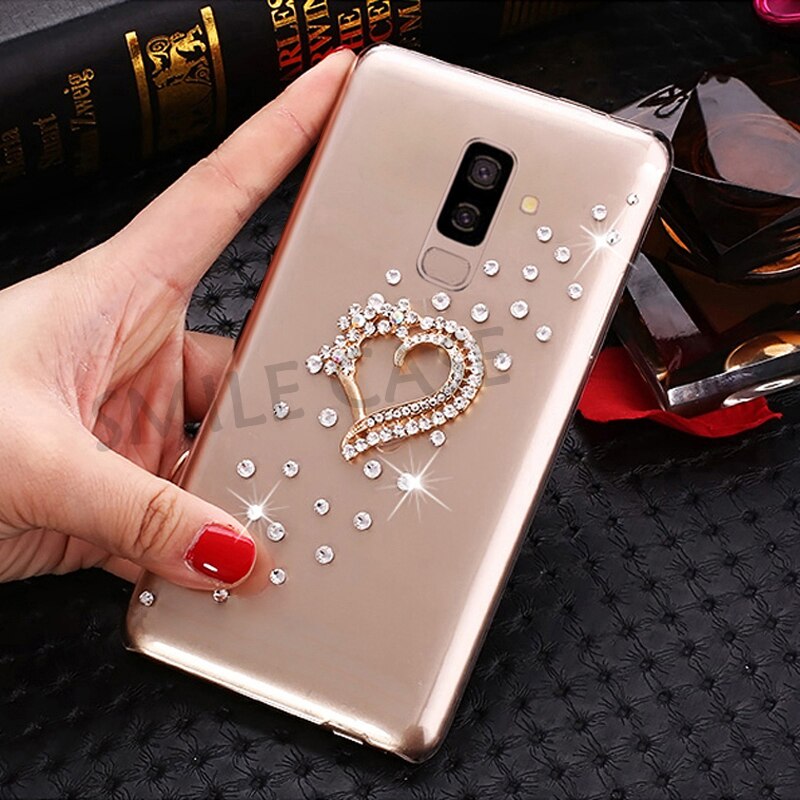 Sourire étui pour samsung galaxy J8 Funda 6.0 pouces clair en plastique strass étui pour samsung galaxy J8 couverture Capa