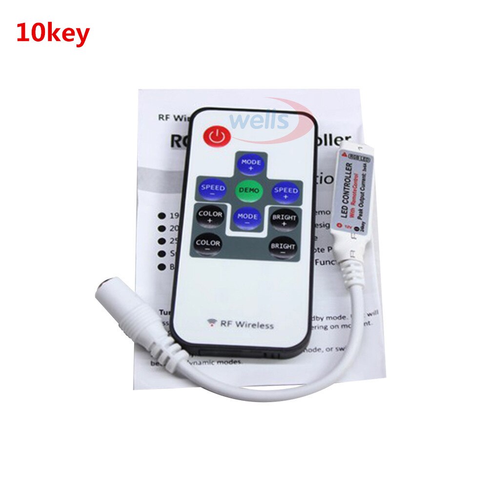 DC 12V 24V RGB led controller Mini 3key 10key 17key 24key 44key 5050 RGB SMD LED Strip light controller tape lamp led dimmer: Black