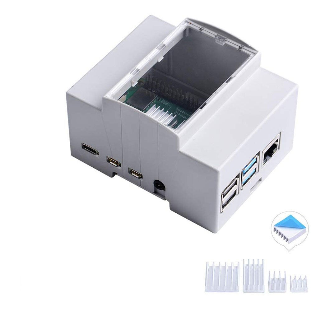 Raspberry Pi 4B ABS Case with Cooling Fan,Aluminum Heatsink on DIN Rail -Modular Box for Electrical Panels for Pi 4 Model B: Without Fan