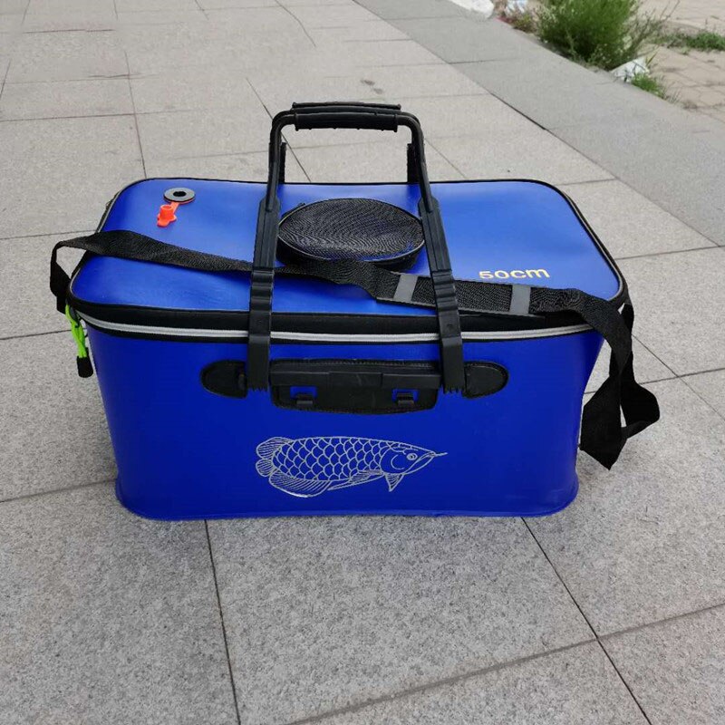 Fishing bucket EVA folding live fish bucket with sunroof thickened bucket fishing tackle fishing box