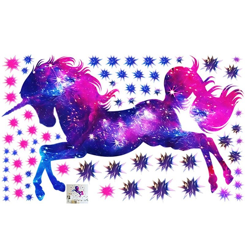 Cartoon Galaxy Unicorns Star Wall Stickers DIY Home Wall Decals Kids Living Room Bedroom Wallpaper Girls Room Decor