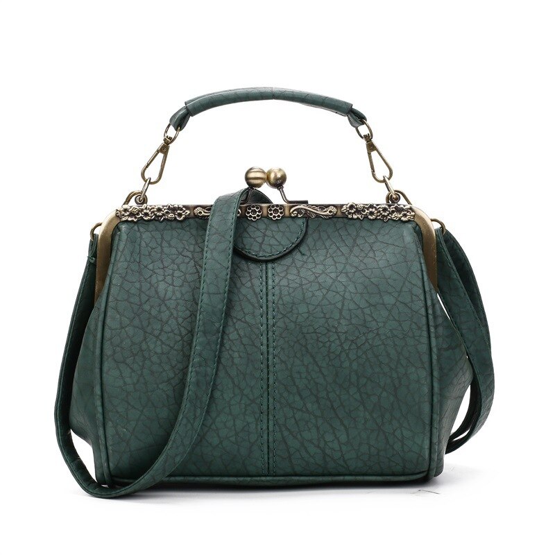 Vintage Taschen Für Frauen Retro Aushöhlen Kuss Schloss Einzigartige Schulter Kreuz Körper Handtasche Abend Tasche PU Leder: bag green