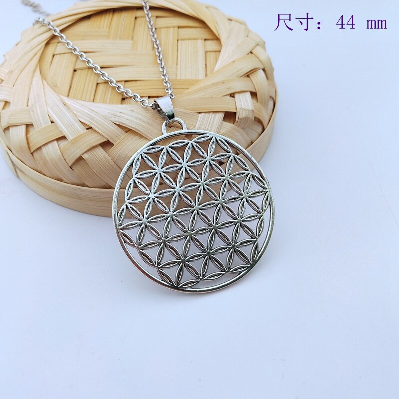 1pcs Bloem van Leven Boeddhistische Ketting Lange Ketting Zaad van Leven Heilige Geometrie Sieraden Fleur De Vie Yoga Namaste ketting