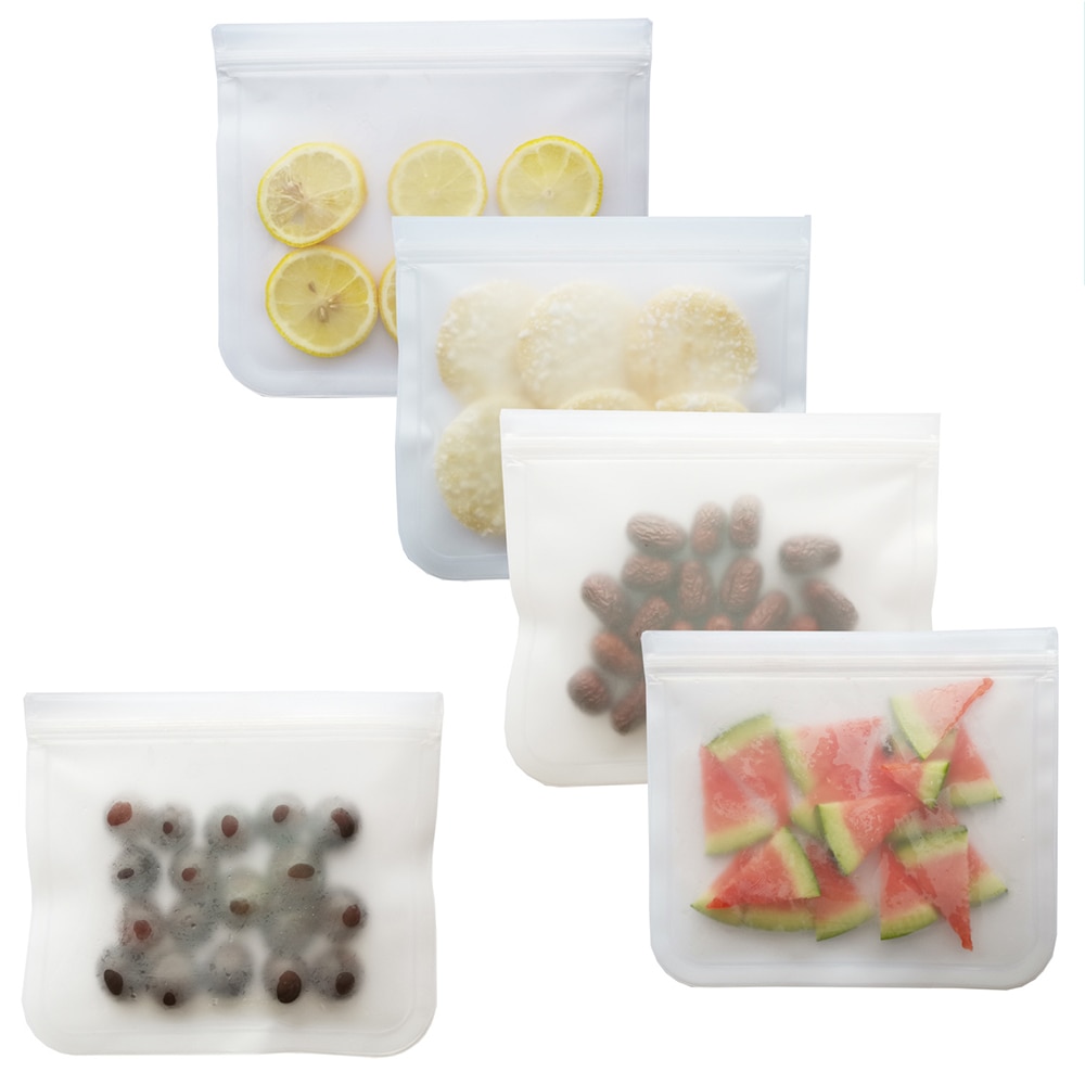 Silicone Food Storage Bag Eco-friendly Frosted Fresh-keeping Bags Refrigerator Fruit Snack Storage Containers Leakproof Top