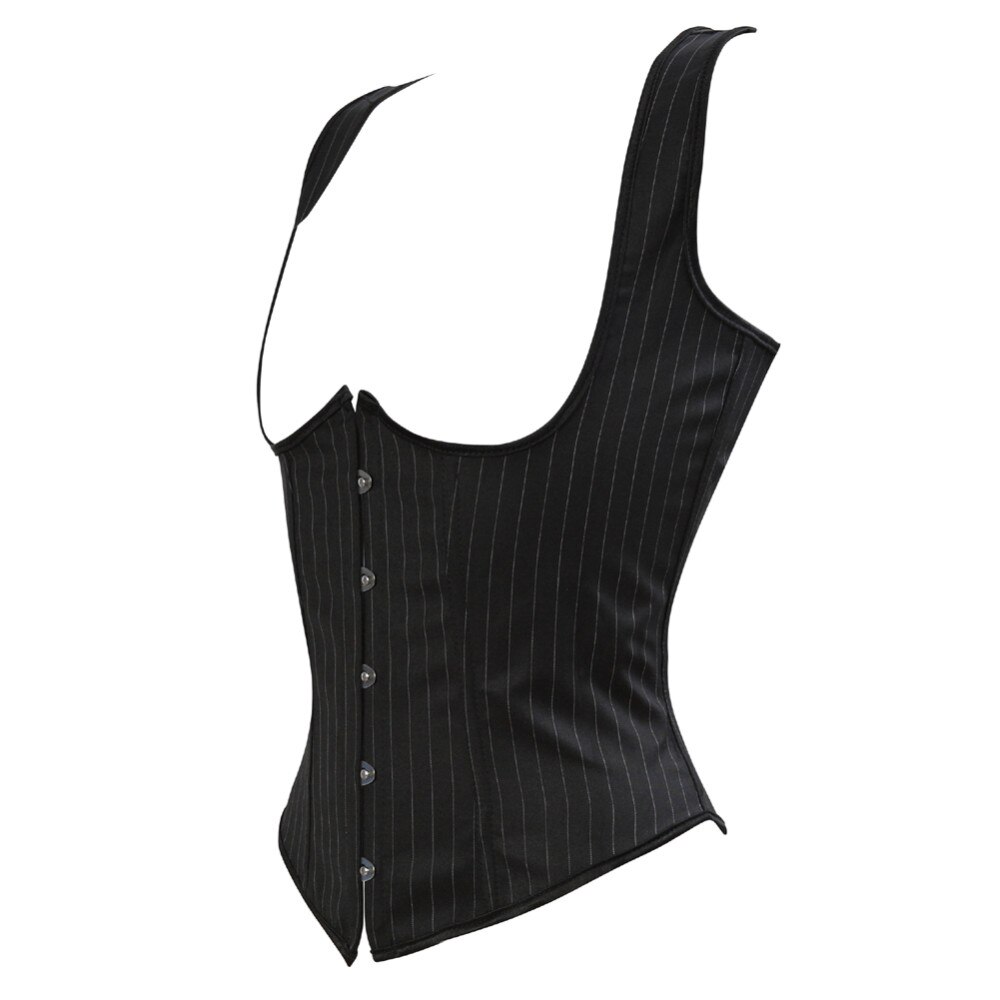 S-6XL Black Stripe Corset Sexy Shoulder Strap Corset Underbust Lace Up Back Vest Corset Corselet Espartilhos for Women