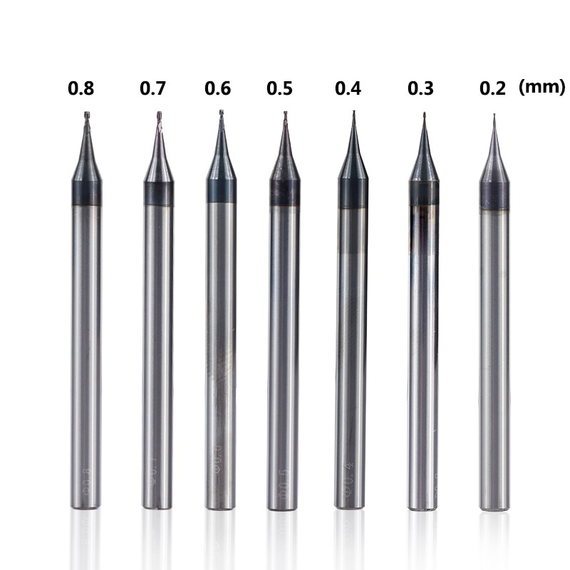 Xcan 1Pc 0.2-0.9Mm Tiain Micro Flat End Mill 4Mm Schacht 4 Fluit Frees Hrc 55 Mirco Carbide Cnc Graveren Bit Router Bit