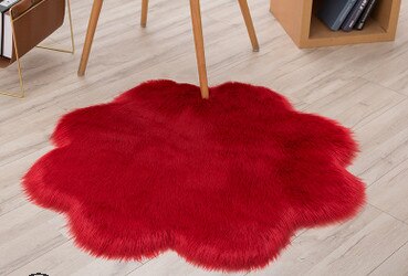 Fluffy Rugs Anti-Slip SHAGGY RUG Super Soft Carpet Mat Living Room Floor Bedroom Flower Shaped Fluffy Rug: 40cm / 1
