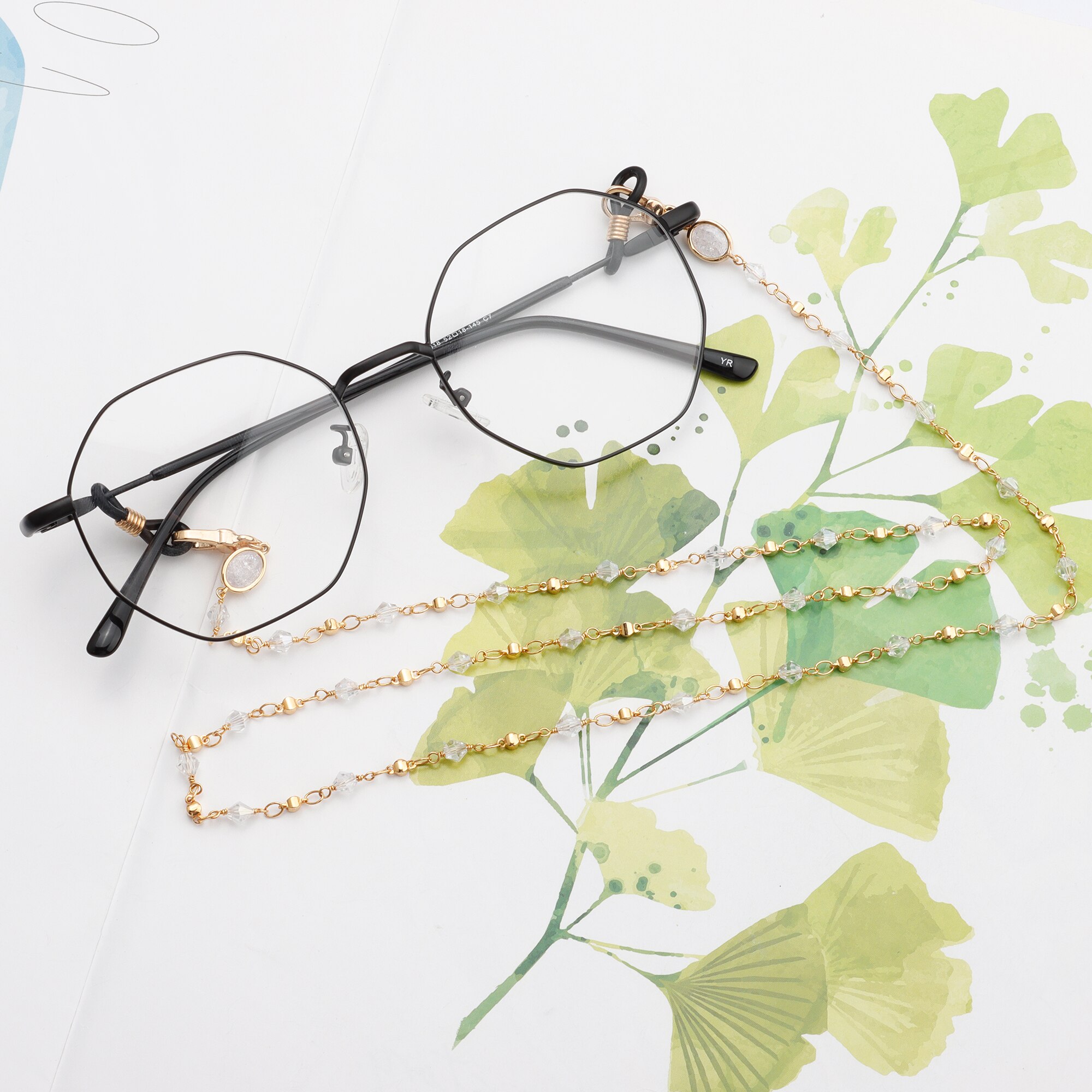 Gufeather m836, acessórios de jóias, corrente de cinta de óculos, 18k banhado a ouro, 0.3 mícrons, feito à mão, pérola plástica, corrente de máscara, 80 cm/pcs