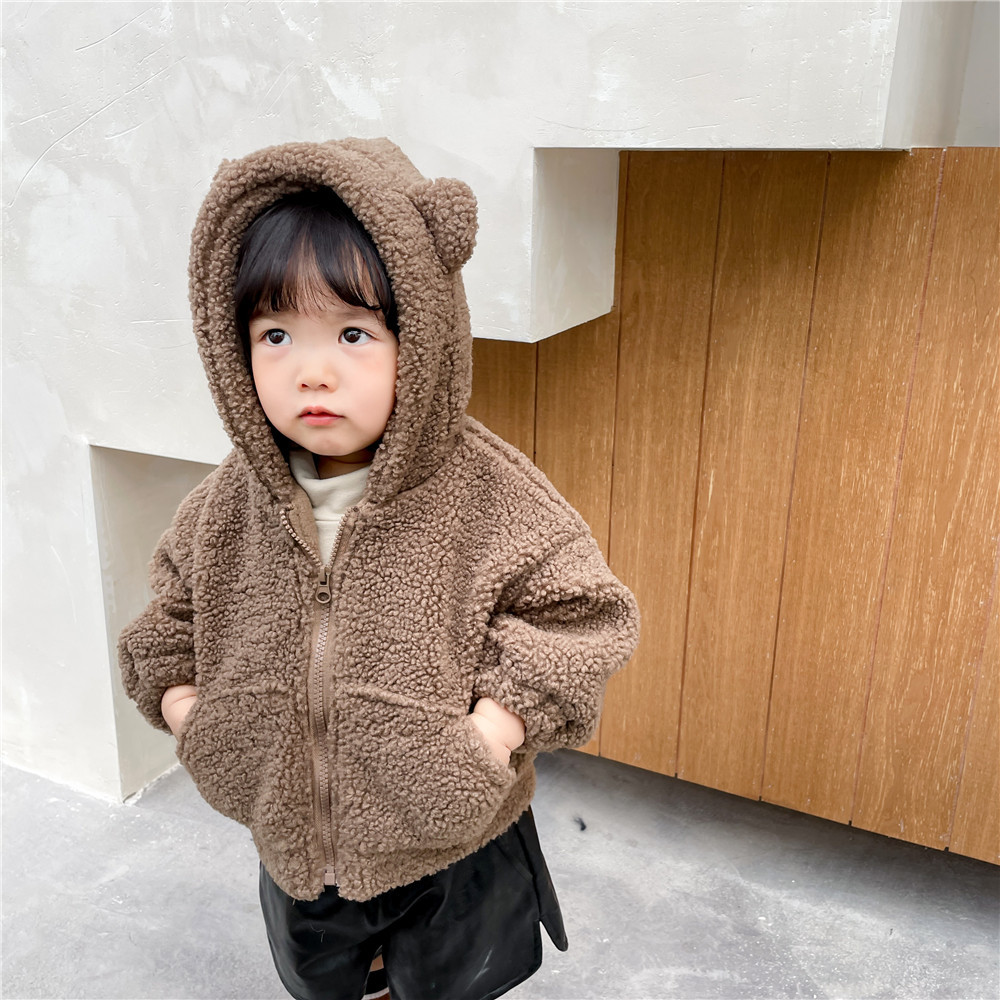 Herfst Winter Kinderen Katoen Gewatteerde Jas Plus Fluwelen Capuchon Voor Jongens Meisjes Baby Kids Kleding Warm Casual Vest: CZ751 Brown / 1T