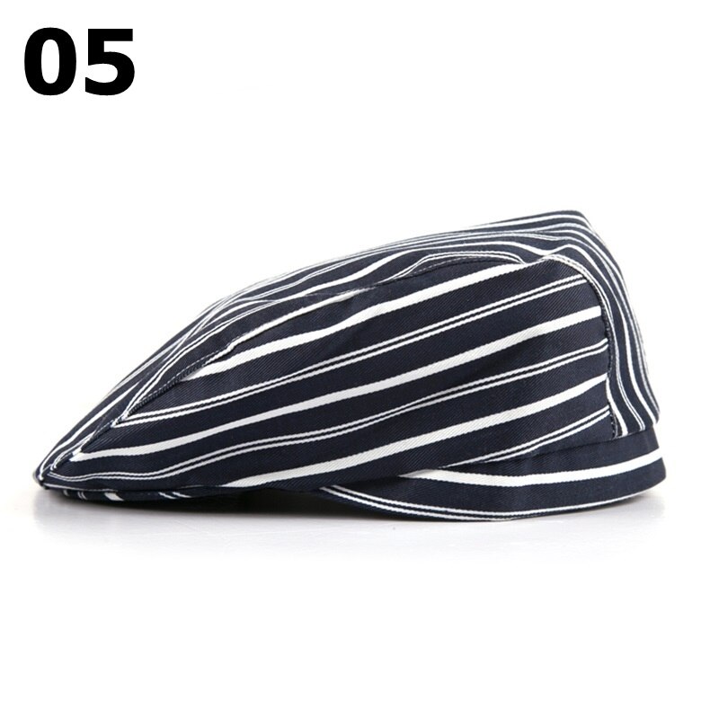 12 farver stribet kokkehat hoteluniform madlavningshatte catering restauranthat arbejdstøj hat afslappet bløde kasketter 56-58cm: 05