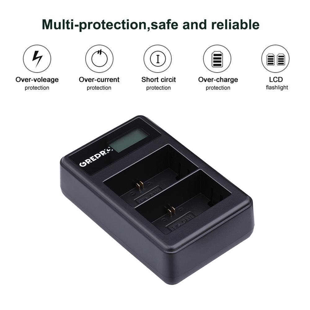 Batería + cargador Dual LCD para SJCAM, 1350mAh, PG1050, SJ4000, sj5000, sj6000, sj7000, SJ8000, SJ9000, M10, EKEN, 4K, H8, H9, GIT-LB101, 2 uds.