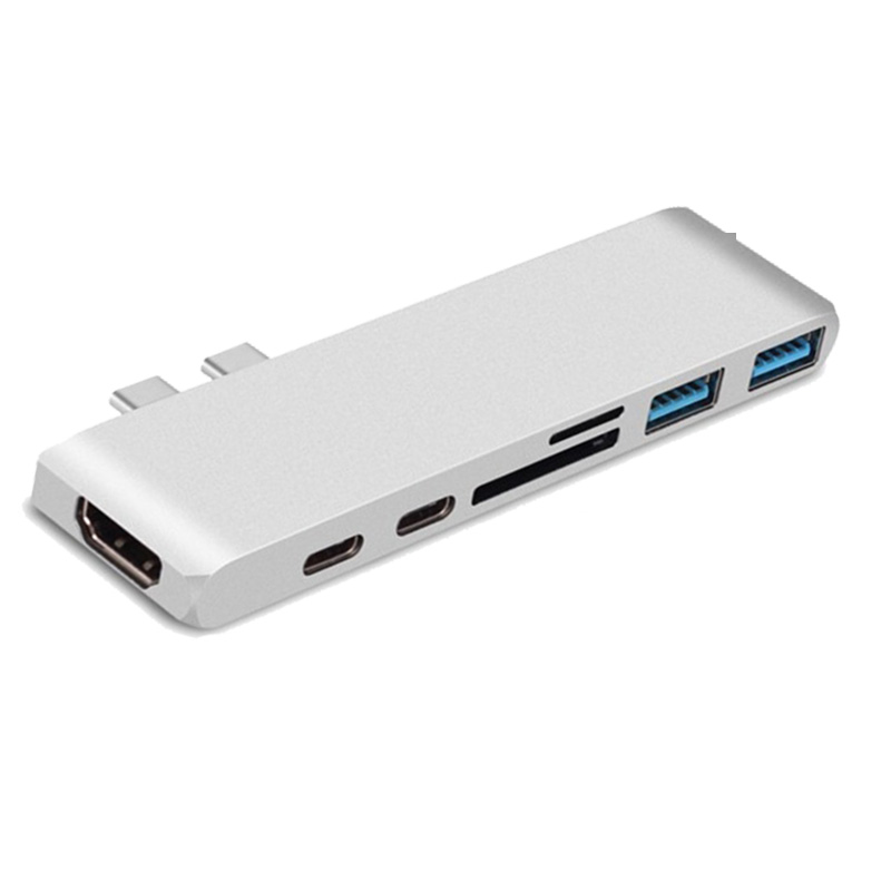 Usb Type C Hub Adapter Dock Docking Station Naar Hdmi Usb 3.0 Pd Voor Macbook Pro 13 "15" 16 "En Air: 7IN1-Silver