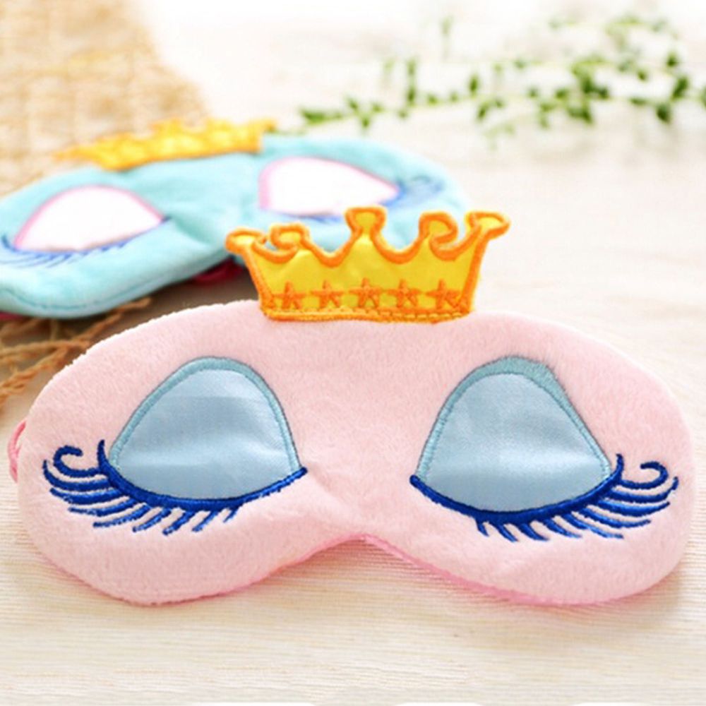 Lovely Pink/Blue Crown Sleeping Mask Crown Eyeshade Eye Cover Travel Cartoon Long Eyelashes Blindfold Travel Accessories