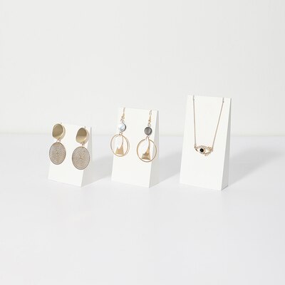 White Gypsum Jewelry Display Blocks Earrings Display Stand Rings Pendant Display Holder: Set Two 3pcs