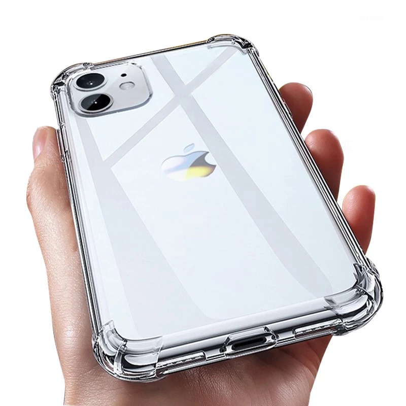 Luxus Transparent Stoßfest Silikon Fall Für iPhone 11 X Xr Xs Max Fall 12 11 Pro Max 8 7 6s Plus SE Fall Silikon Zurück Abdeckung