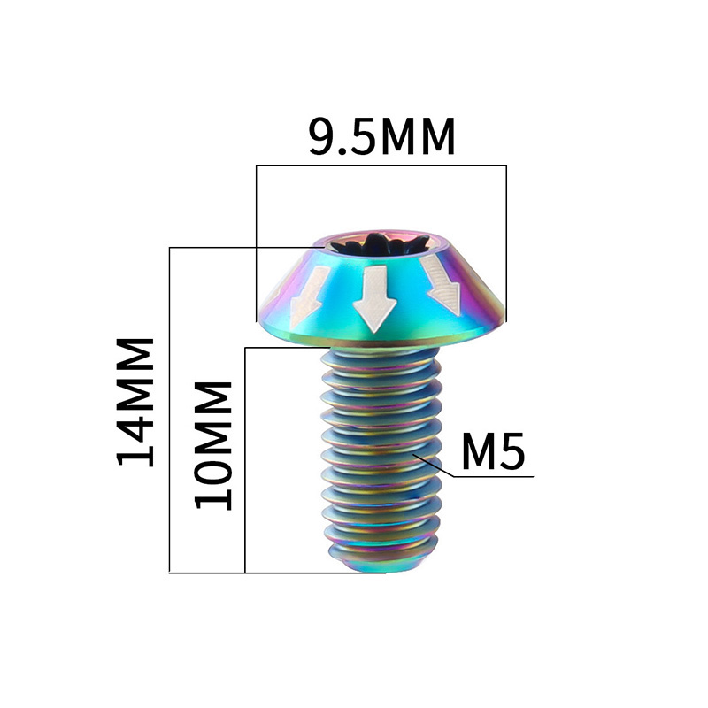 Muqzi 6 stk cykel skivebremse rotor torx skruer  m5 x 10mm ultralet titanium legering skive bremse bolt mtb landevejscykel  t25 skrue