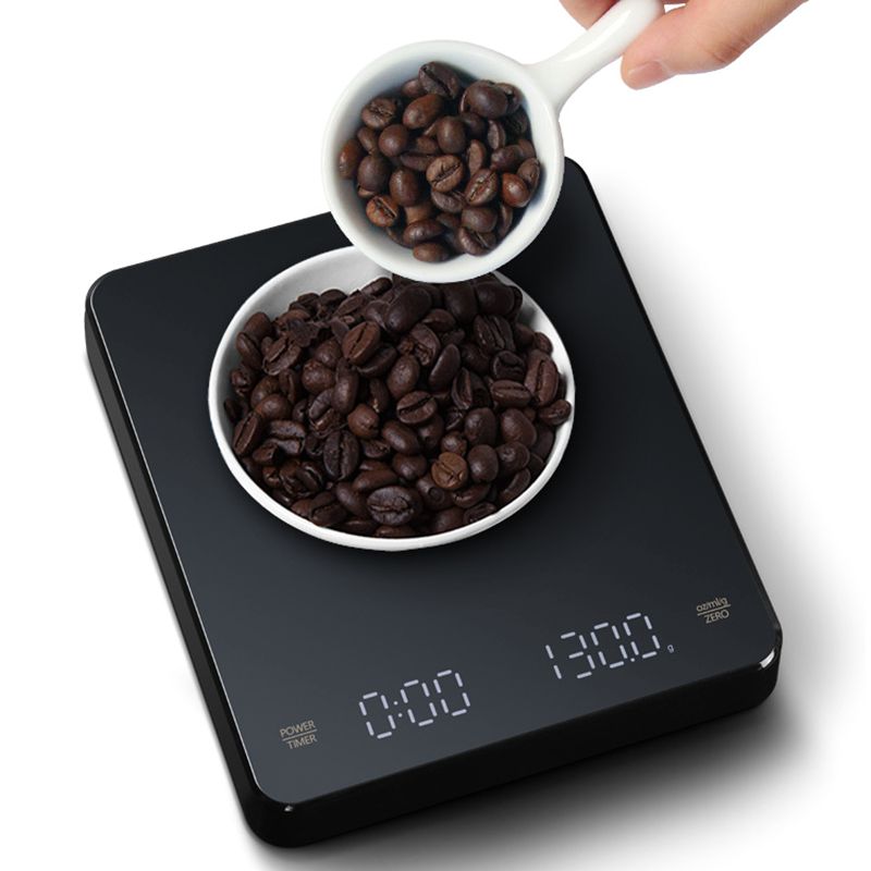 3kg 0.1 Digital Brewing Coffee Scale LED Screen Charging Pour Kitchen Scales Electronic Drip Coffee Weight Balance Timer Black