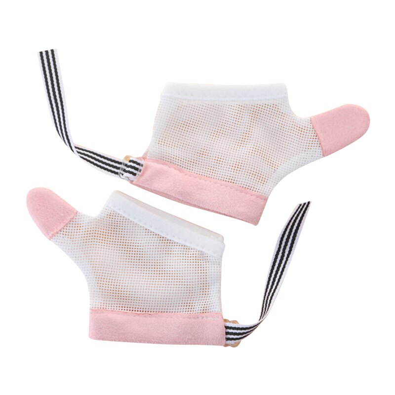 1 par de niños infantil Anti-mordedura comer protección para manos guantes de bebé evitar morder los dedos las uñas guante para Toddle los niños inofensivo conjunto: pink for thumb M
