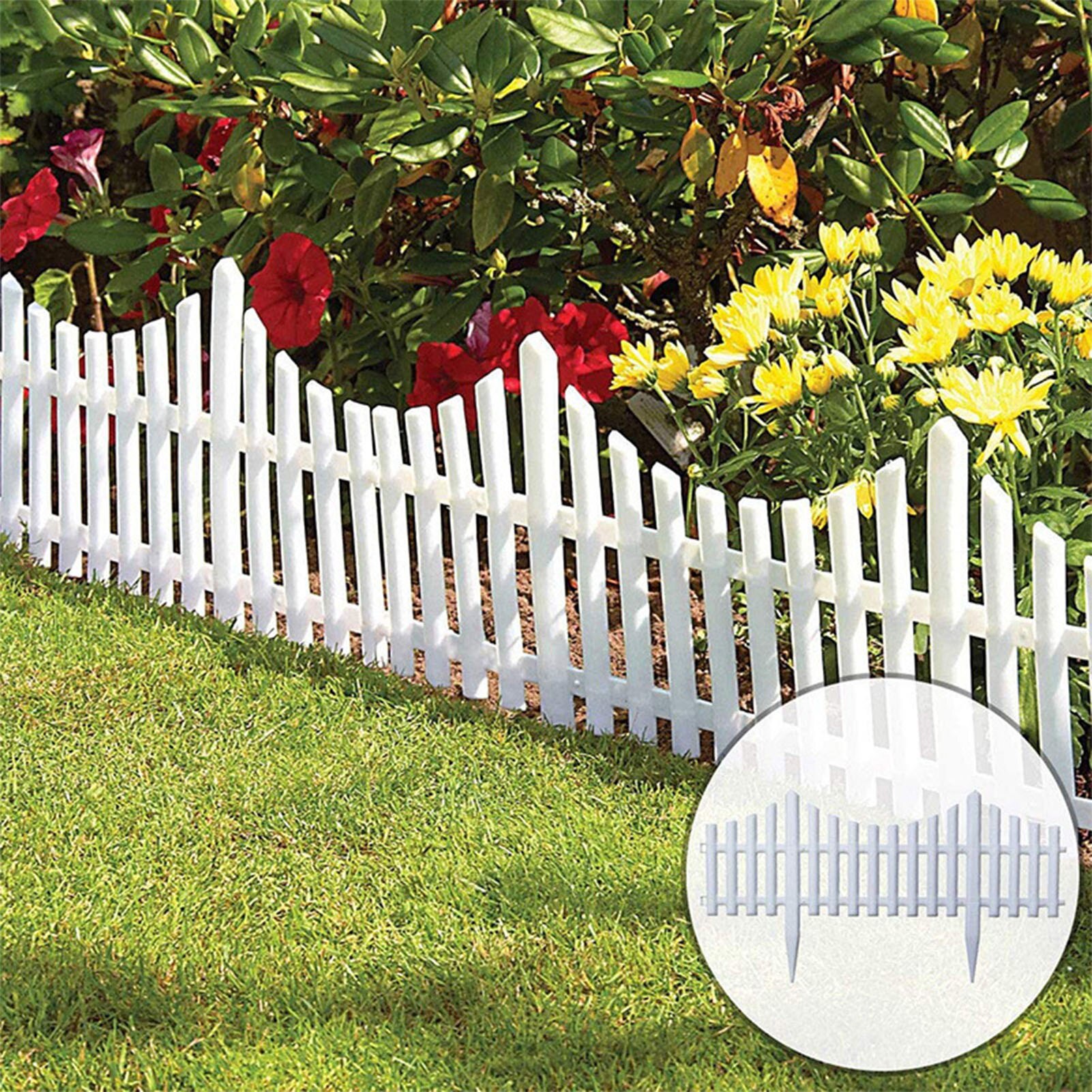 4PCS White Plastic Picket Fence Garden Border Edging Can Be Spliced And Disassembled Guardrail Wedding Decor Fence Outdoor Fence