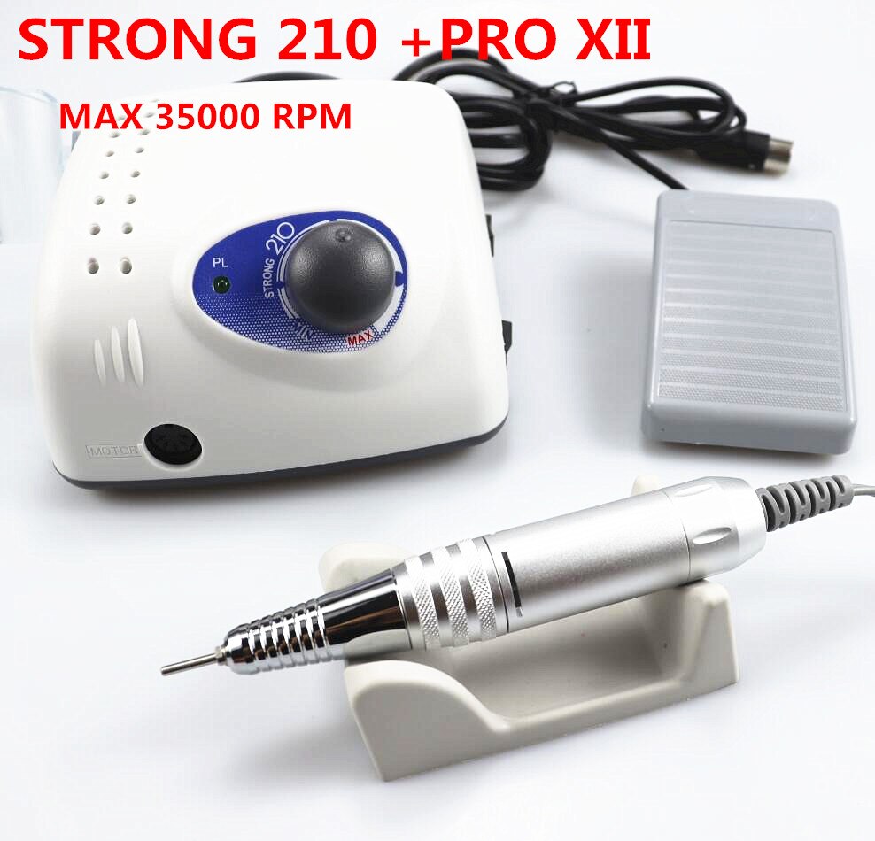 35000RPM STRONG 210 Micromotor Handpiece &amp; Control Box Electric Nail Drill Machine Manicure Nail Art Equipment