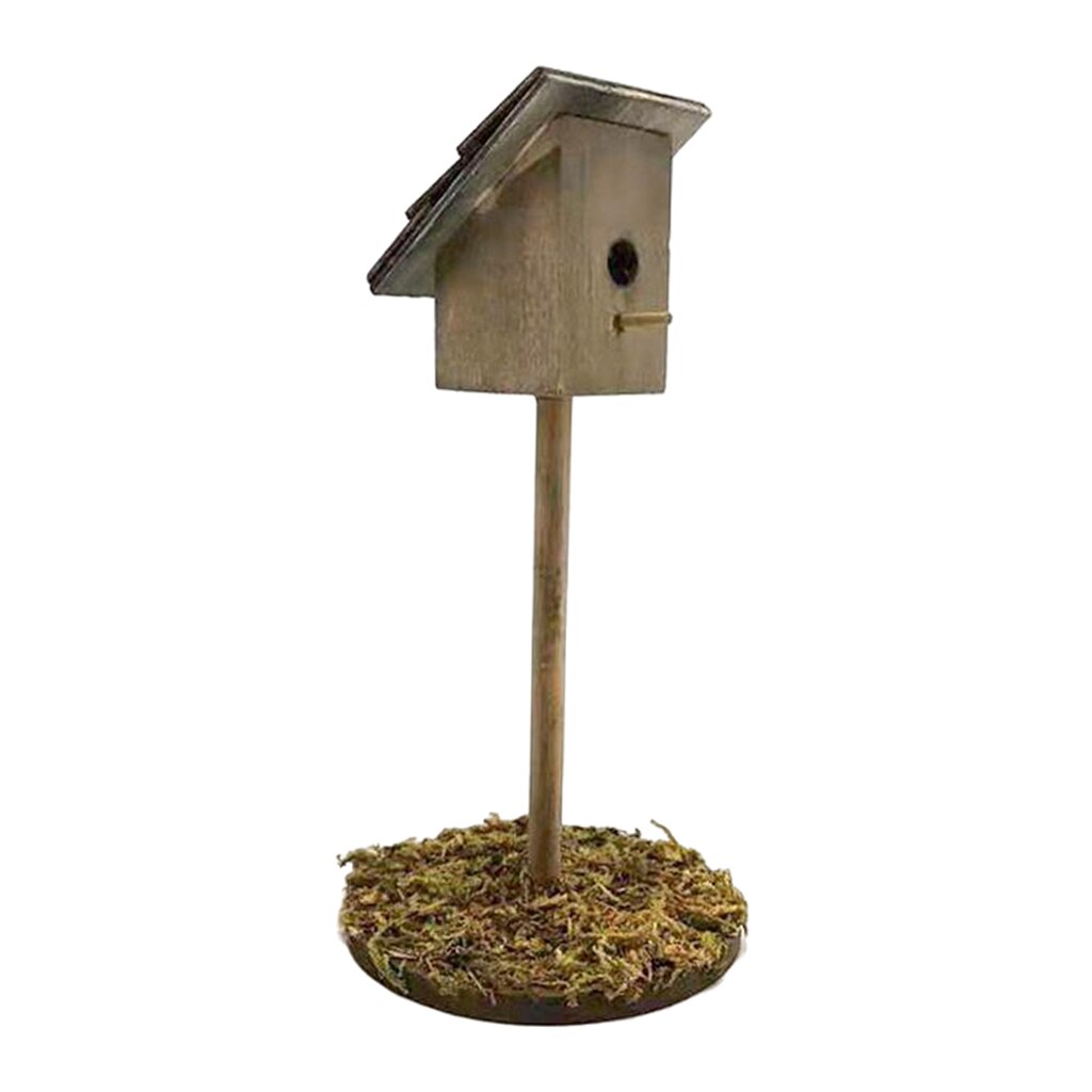 1/12 Scale Doll House Handcraft DIY Miniature Wood Bird Nest Birdhouse for Garden Outdoor Life Scene Decoration