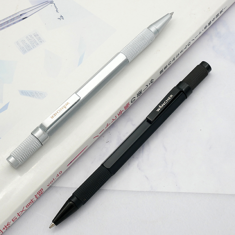 WANCHER Kugelschreiber Original Sechseck Durcheinander Metall rotierend Schwarz 0,5 mm Nachfüllung Austauschbar W1558 Büro Schule Schreibwaren