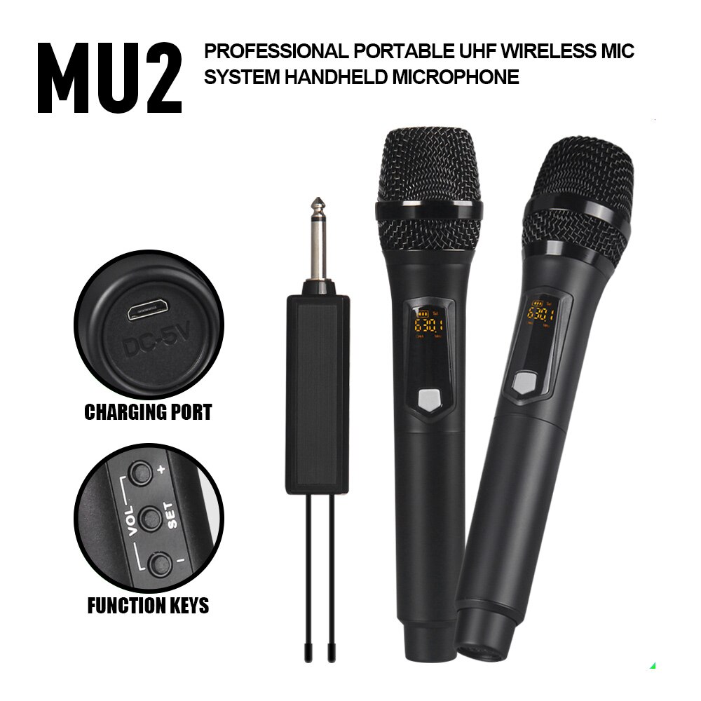 MU2 Universal UHF Wireless Rechargeable Handheld Microphone,Use With Mixer, Power Amplifier, Speaker, etc Stage Equipment.