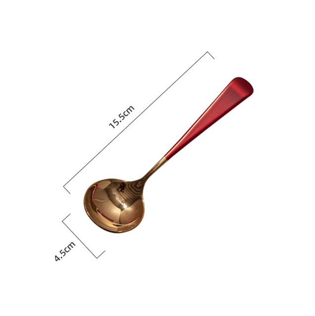 304 stainless steel soup spoon long handle Korean dessert spoon spoon: Red