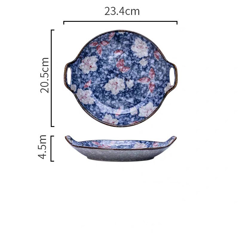 Japanse postorale keramische westerse borden visbord schotel rijst soep kom lepel set sushi servies: 9.2 inch ronde plaat