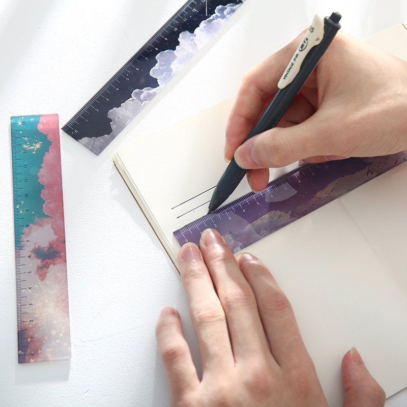 Dimi 15cm Long 4 Designs Ins Acrylic Ruler Drawing Tools Straight Ruler Multifunction Rulers Double-duty School Office Supplies