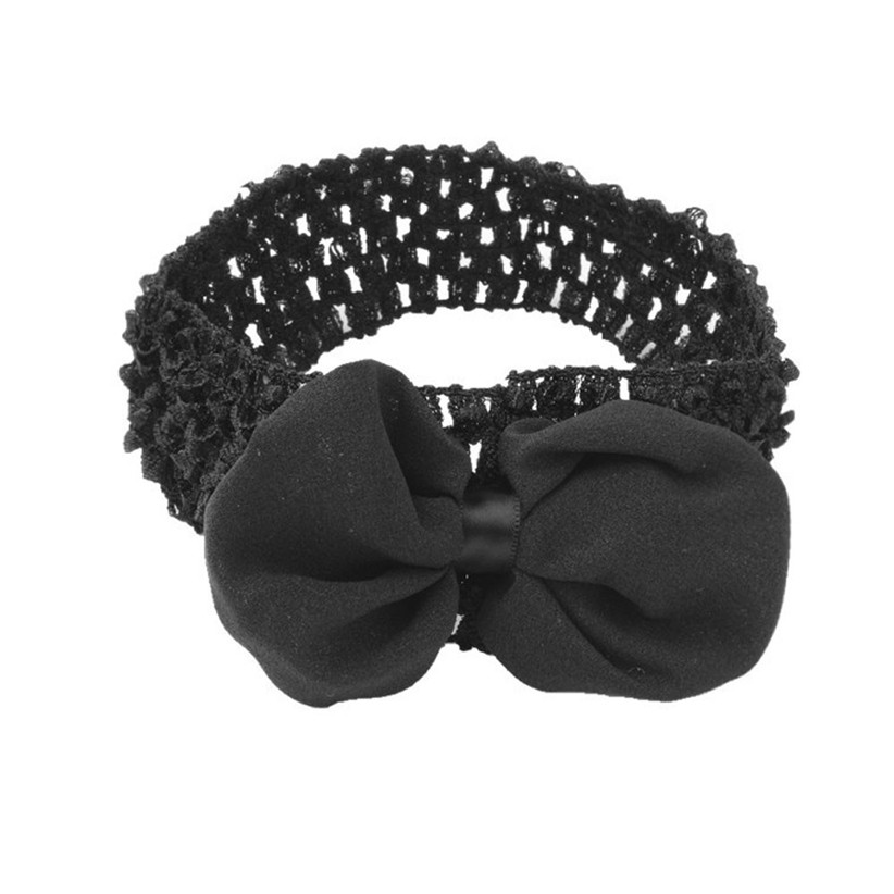 Diadema con lazo de chifón para niñas, diademas elásticas huecas para bebé, accesorios para el cabello, 170719: Black