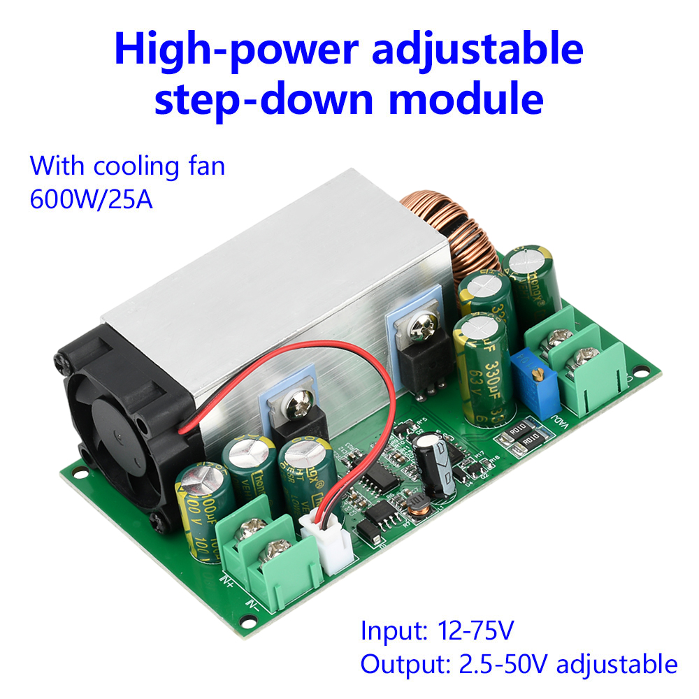 600W High-power DC Verstelbare Step-down Module 12V-75V naar 5V 19V 21V 24V 48V Buck Converter Supply Module Regulator