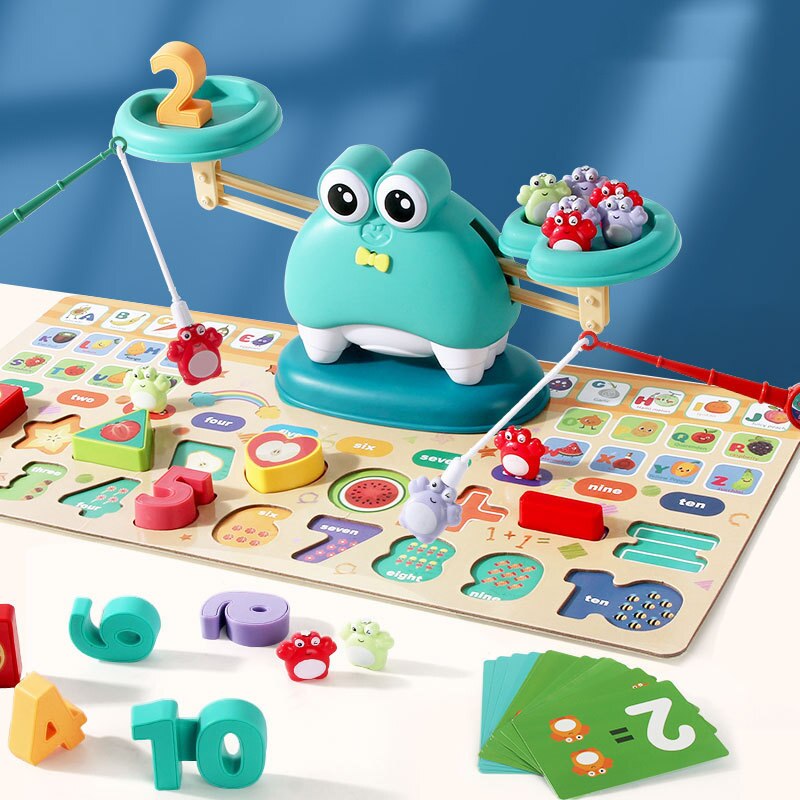 QWZ Fishing Math Toys Montessori For Kids Balance Scale Learning Education Puzzle Toy Board Game for Children Christmas