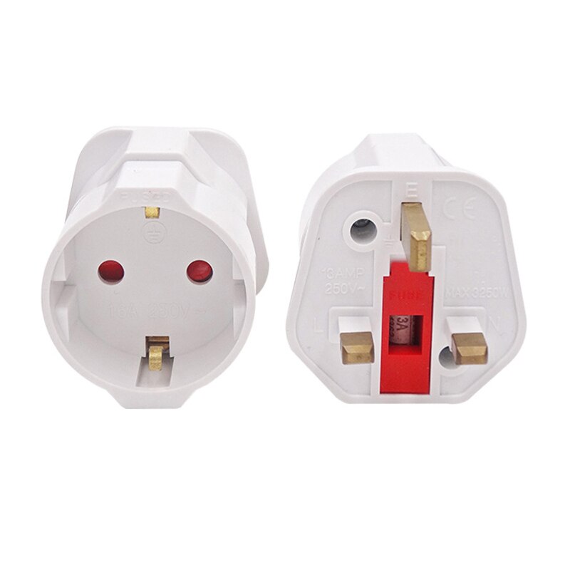 EU Euro 2 Pin naar UK 3 Pin Plug AC Universele Adapter Travel Converter Europese 250V 16A Travel Adapter