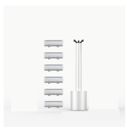 Manual Safety Razor Head Vibration IPX7 Waterproof Electric Men's Shave Razor Blade Vibration Manual Shaver For: 6 blades set