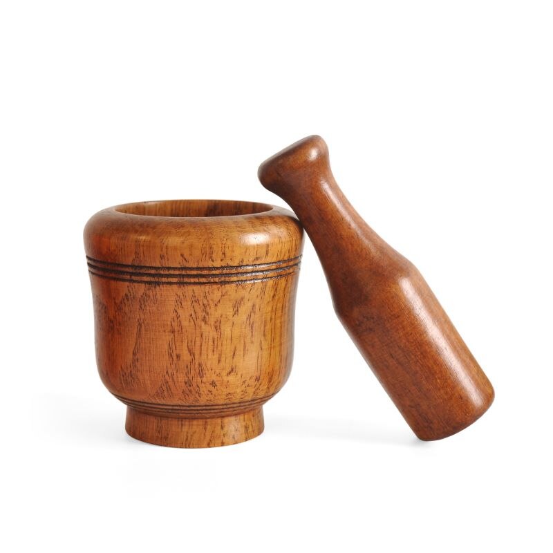 Bonsde Knoflook Jar Mortel Oude Mode Houten Grinder Ronde Glad Hand Gepolijst Stamper Set Voor Grind Kruiden Kruiden Korrels Peper